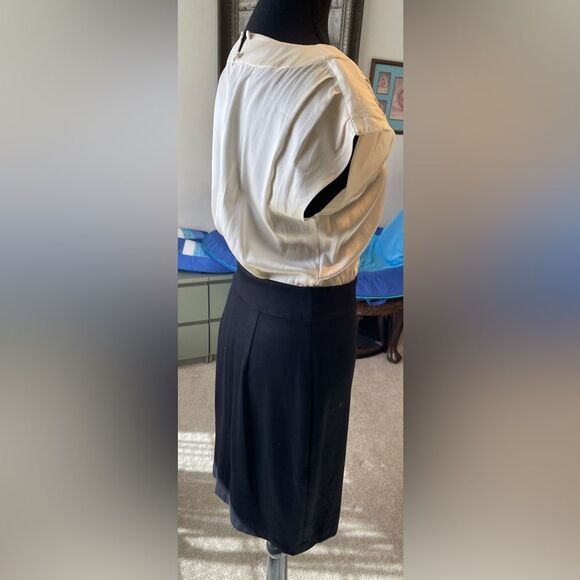 Halogen Dress Womens Beige Black Sleeveless Fitted Trim Sheath Size 4 - Picture 6 of 10